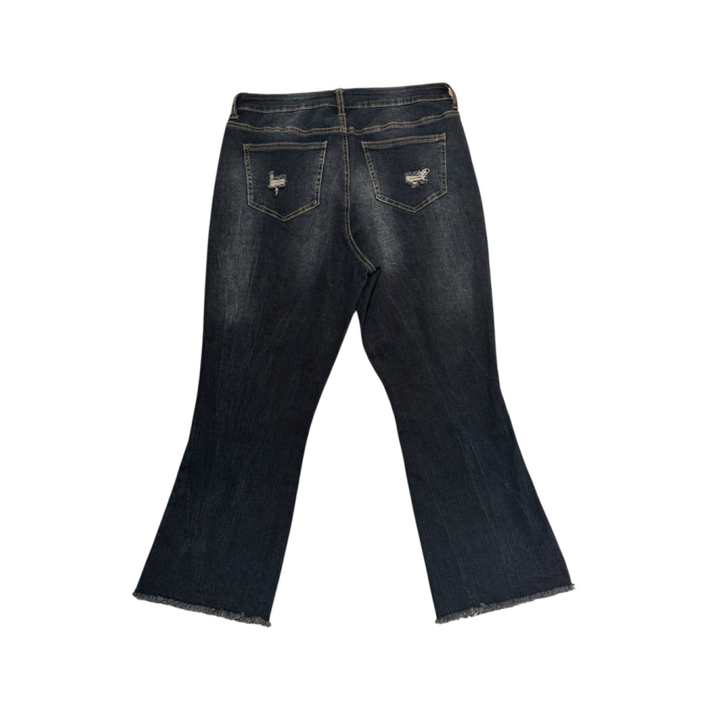 No Boundaries Cowgirl CROP Flare Jeans High Rise Juniors 15 Distress Raw Hem - Picture 3 of 16